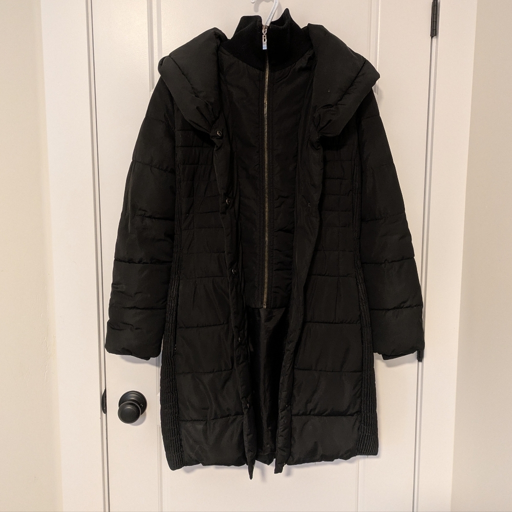 Black Long Puffer Coat - Picture 2 of 7